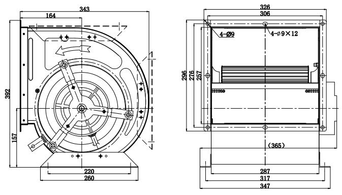Centrifugal fan motor 300W Structure Diagram