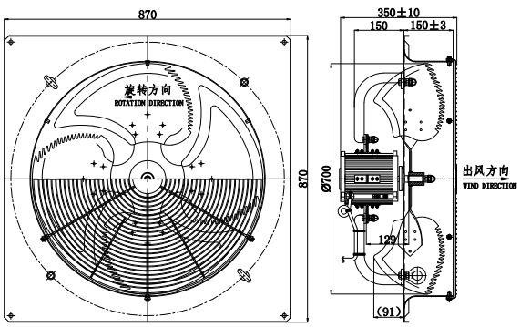 central condensor ac fan motor Structure Diagram
