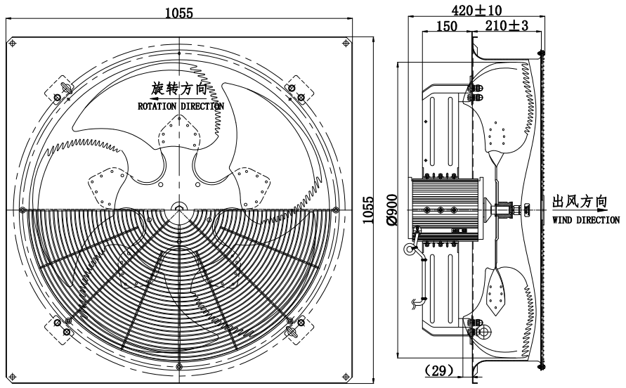 Ac axial cooling fan Structure Diagram