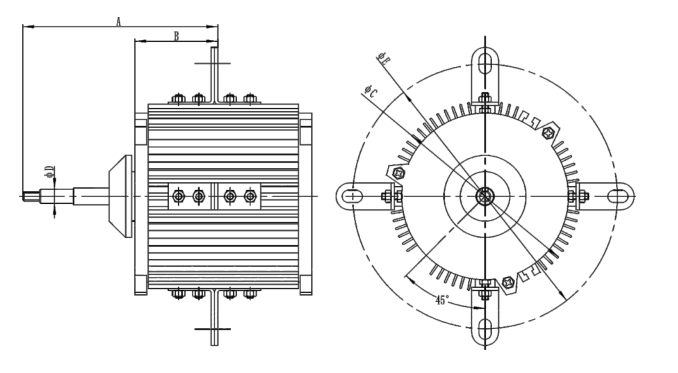 Three-phase 700 rpm ac motor 