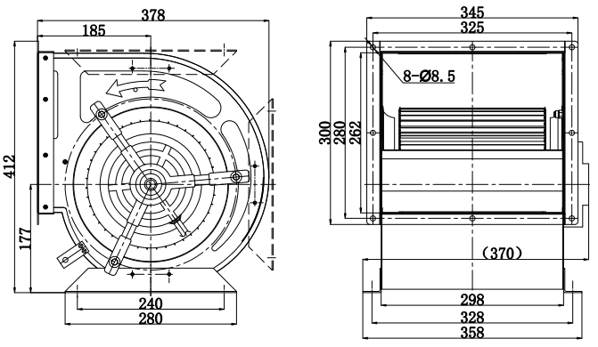 Industrial centrifugal blower fan Structure Diagram