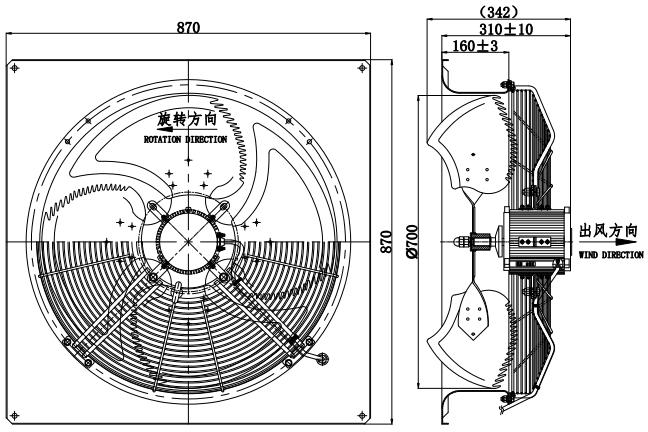 ac compressor fan motor outdoor Structure Diagram